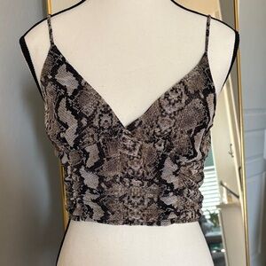 Urban outfitters Snakeskin Print Cropped Cami Top - Brown & Black